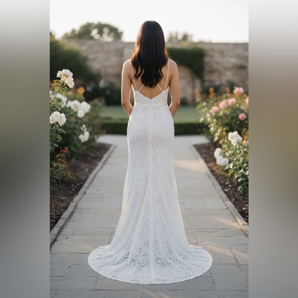 Lulus‎ Lace Mermaid Wedding Dress Ivory Bridal Gown Small NWT - Picture 3 of 8